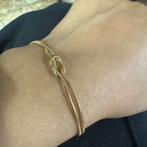 Neiman Marcus 14K Gold Plated Love Knot Dainty Snake Chain Infinity Bracelet